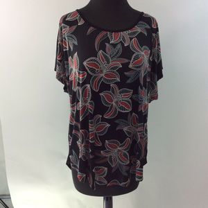 Surfer Line Women’s 3XL Blouse Black Floral